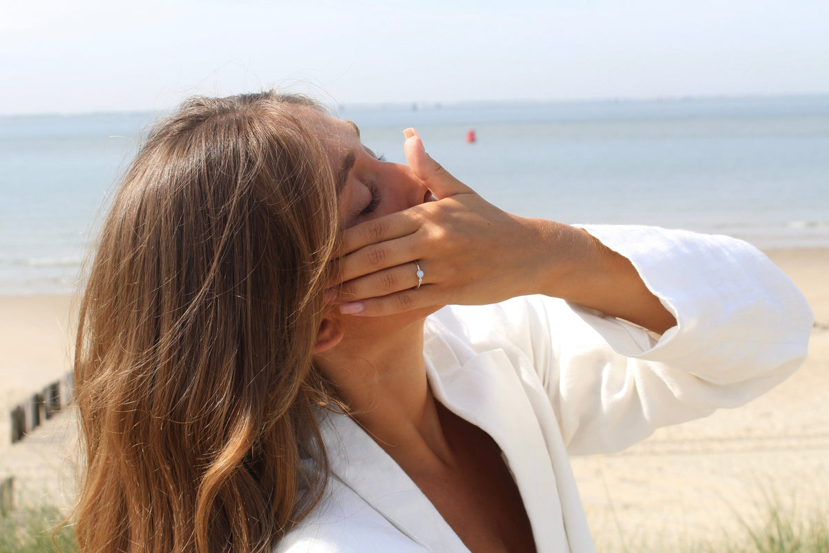 Giulia | Solid Gold Breast Milk Birthstone Ring