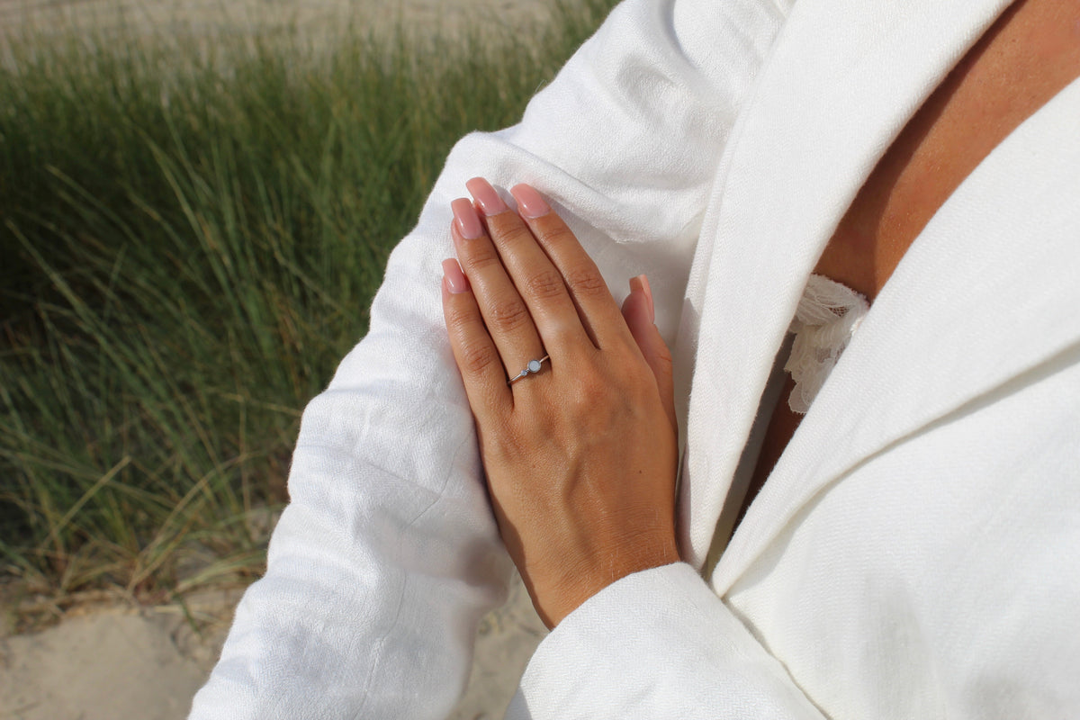 Giulia | Solid Gold Breast Milk Birthstone Ring