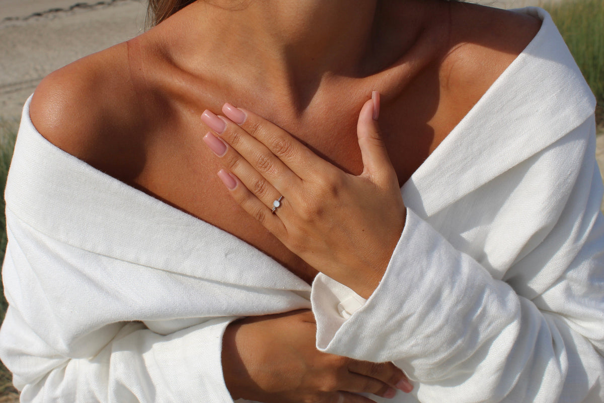 Giulia | Solid Gold Breast Milk Birthstone Ring