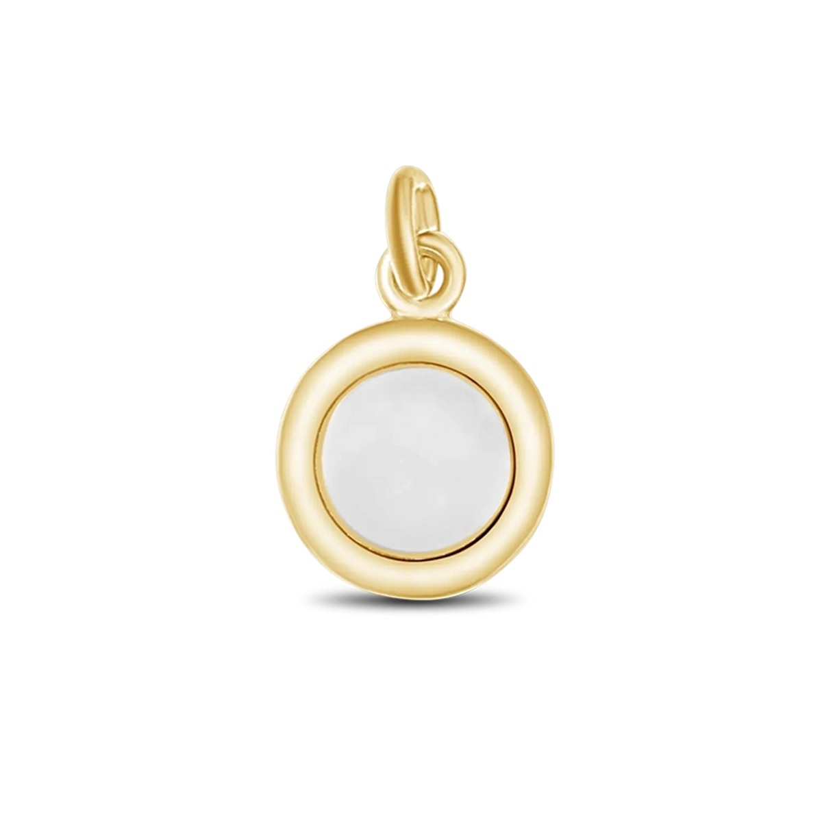 Circle of Life pendant in yellow gold: a round breast milk stone in a wide smooth rim