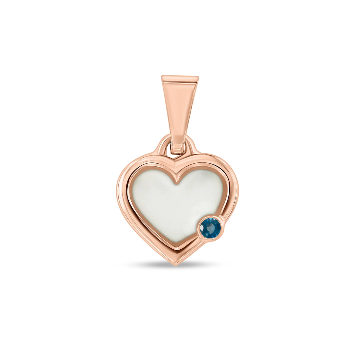 Esmée breast milk heart pendant with double rim in rose gold with a sapphire September birthstone