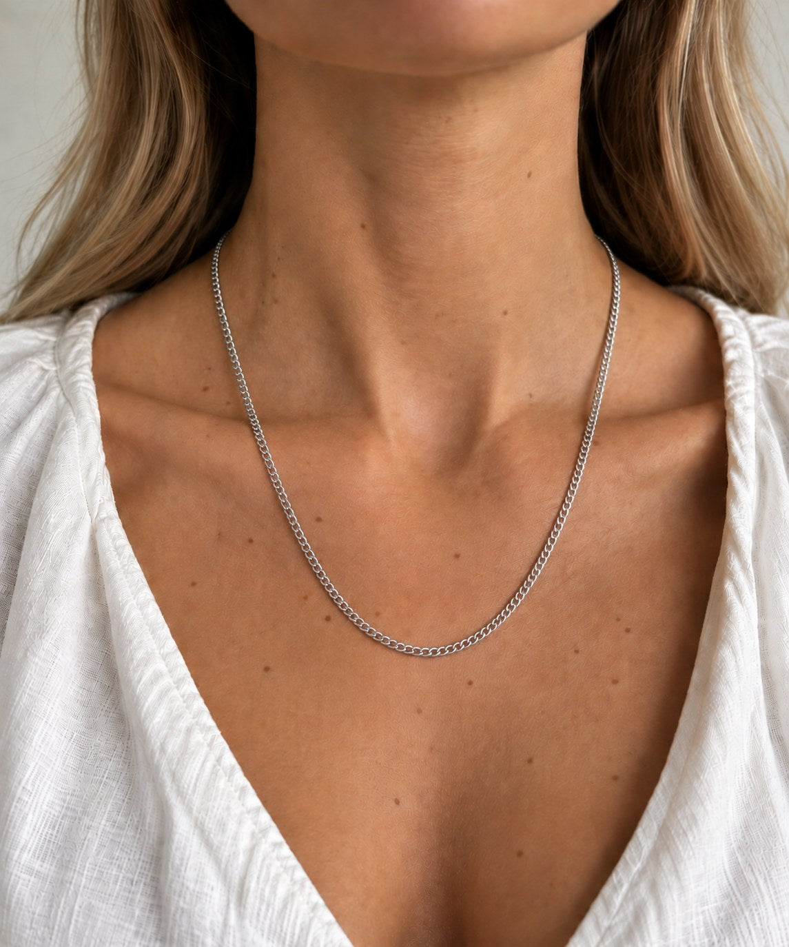 Sterling silver Statement chain in 50 cm, worn around the neck