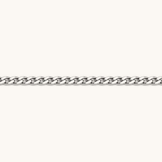 Sterling silver Statement chain with a shiny finish and even curb links