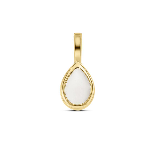 Pure Drop breast milk drop pendant in yellow gold with a smooth bezel and long bail