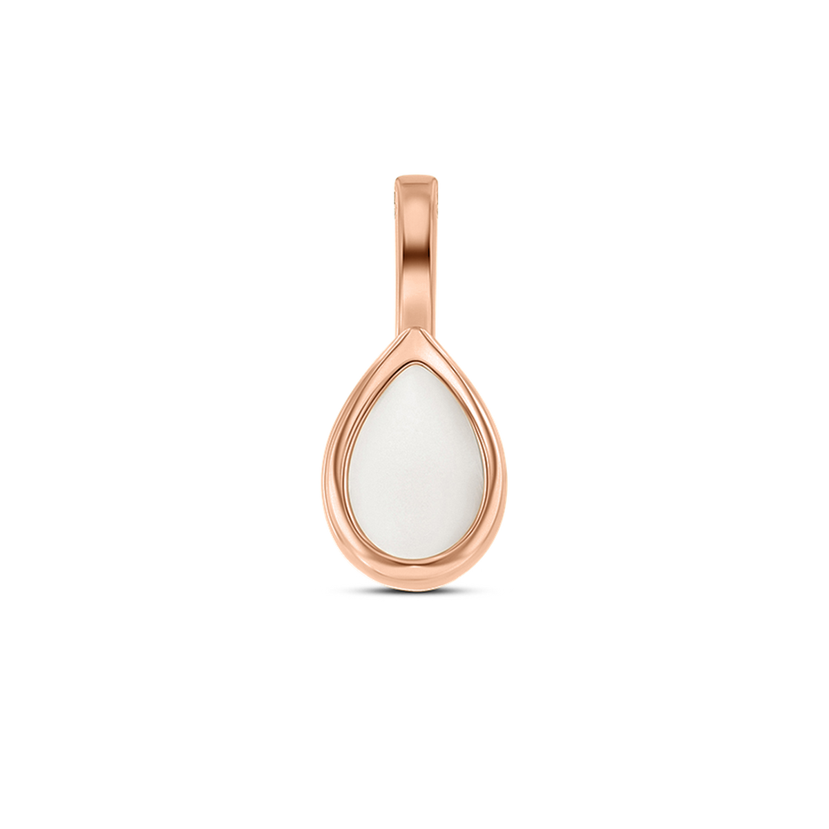 Pure Drop breast milk drop pendant in rose gold with a smooth bezel and long bail